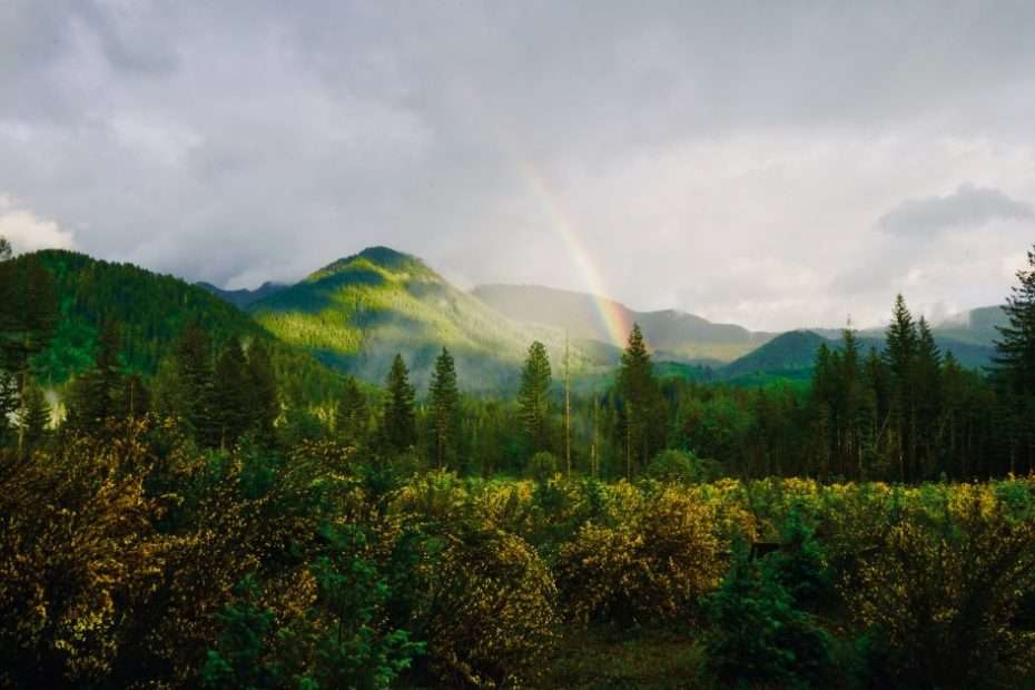 Rainbow over the mountains